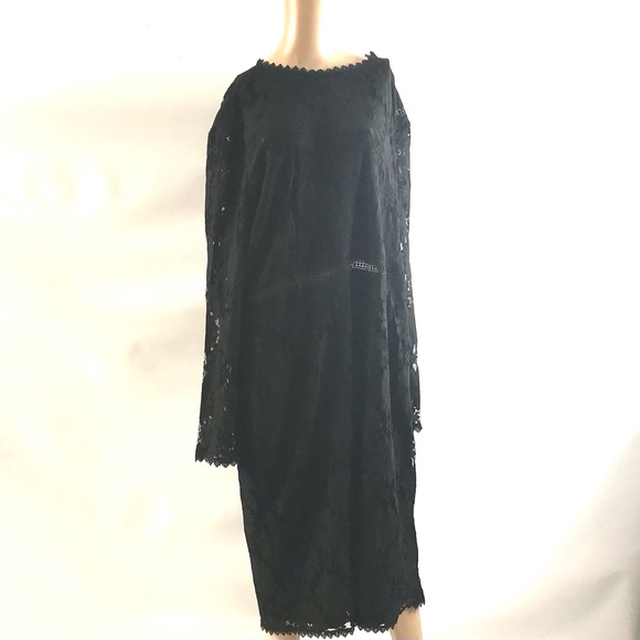 Boohoo Plus Lace Midi Dress US Size 22 Black Longsleeve Women Occasion Party New - Picture 2 of 13